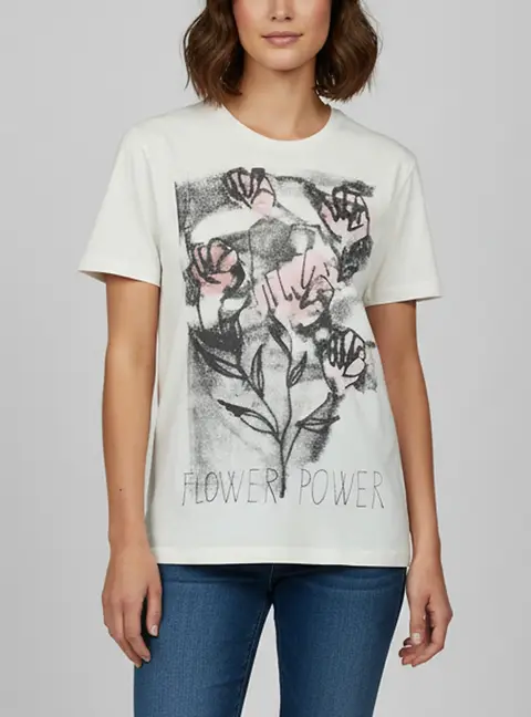 Christian Dior Off White Flower Power Print Jersey Crewneck T-Shirt S