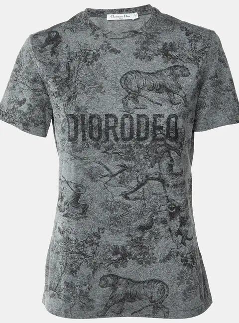 Christian Dior Grey Diorodeo Jungle Print Jersey Crewneck T-Shirt S