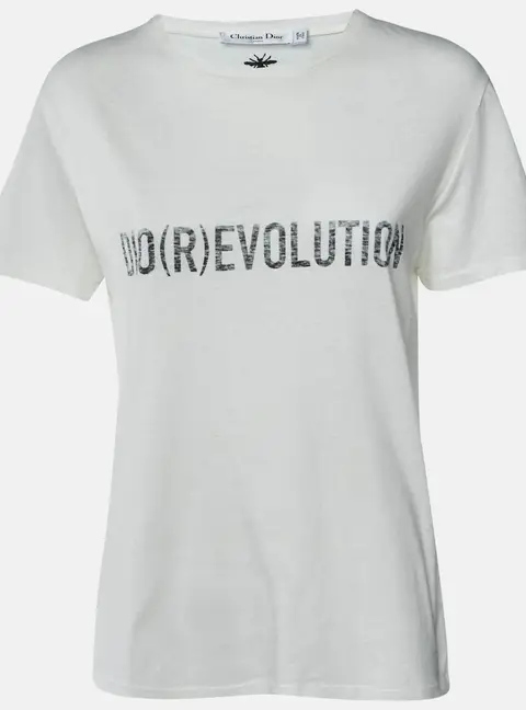 Dior Ivory Dio(r)evolution Cotton & Linen Crew Neck T-Shirt L
