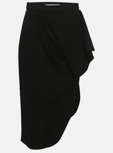 Dior Black Crepe Ruffle Midi Skirt M
