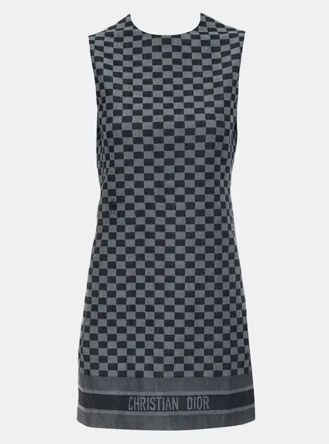 Dior Checkered Sleeveless Denim Dress