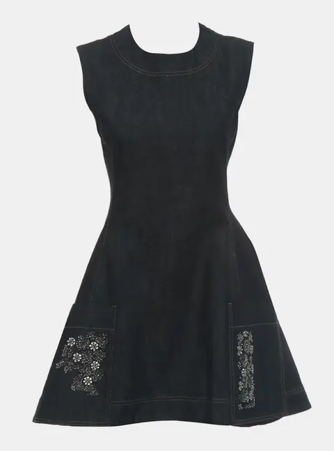 Dior Embellished Pocket Denim Dress