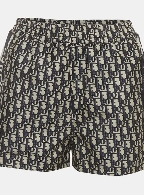 Christian Dior Navy Blue Oblique Jacquard Regular Shorts XS