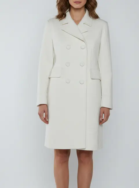Dior Ivory Wool & Angora Double Breasted Coat L