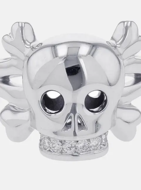 Dior Tet Du Maure Skull Ring Size 55/#15 18K White Gold