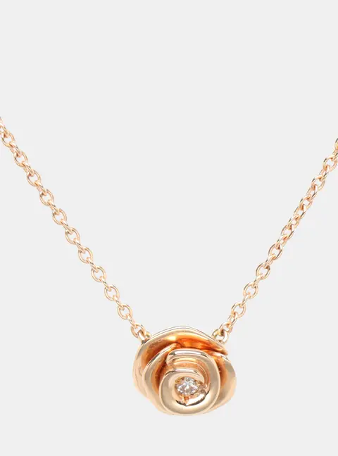 Dior Small Rose Couture Diamond 18k Rose Gold Pendant Necklace