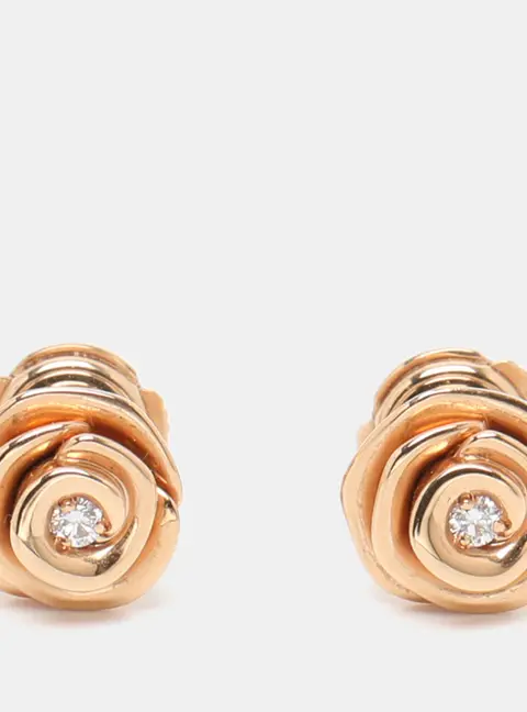 Dior Small Rose Couture Diamond 18k Rose Gold Earrings