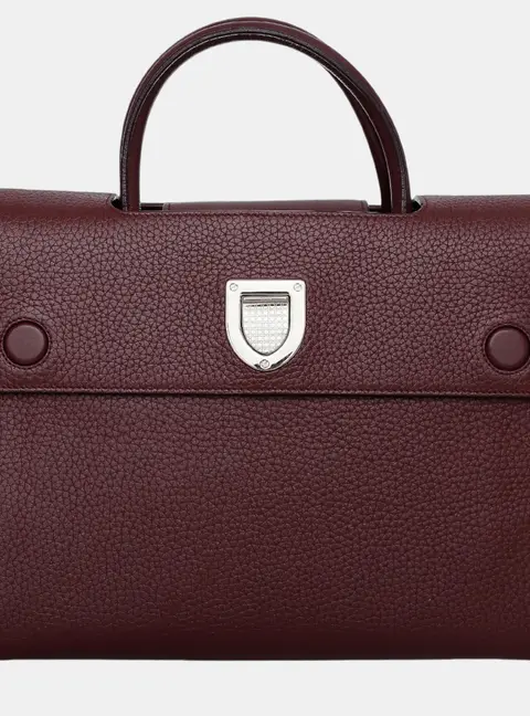 Christian Dior Diorever Medium Burgundy Grained Calfskin Leather Top Handle Bag