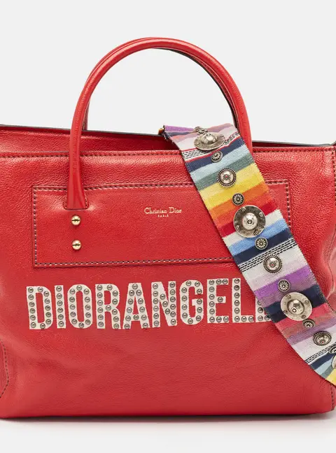 Dior Red Leather Diorangeles Tote