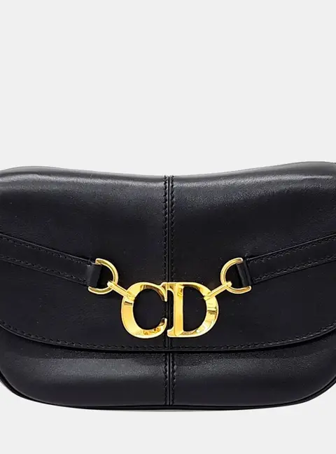 Christian Dior CD Besace Small Black Calfskin Leather Shoulder Bag