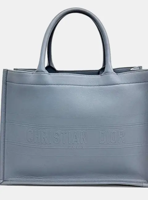 Dior Book Tote Small Sky Blue Calfskin Leather Tote Bag