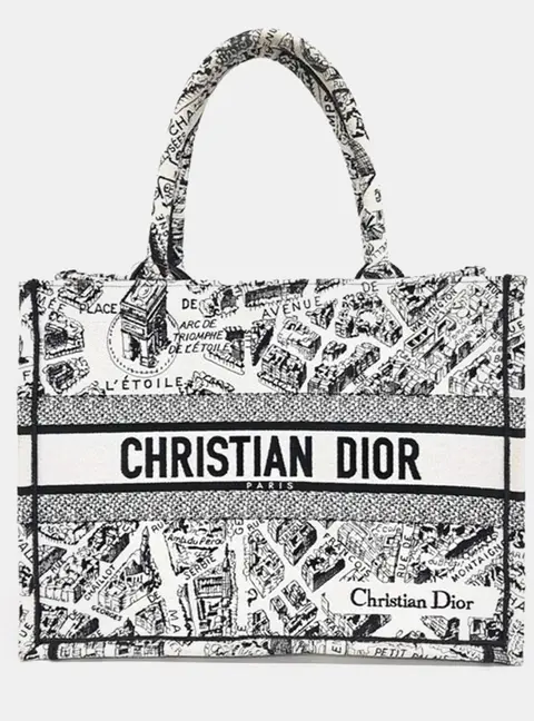 Christian Dior Book Tote 36 Black Canvas Top Handle Bag