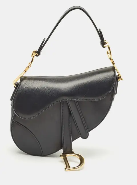 Dior Saddle Black Leather Saddle Bag