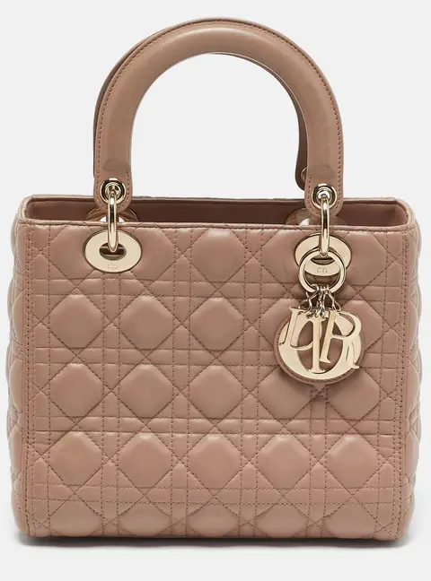 Dior Lady Dior Medium Beige Leather Tote Bag