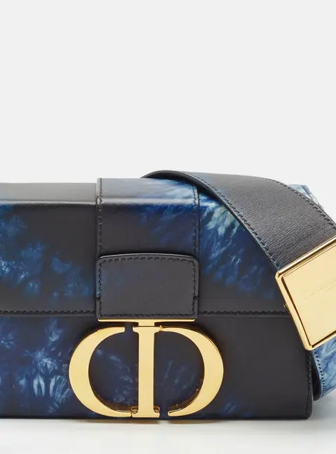 Dior Blue/Black Leather Tie Dye 30 Montaigne Box Bag