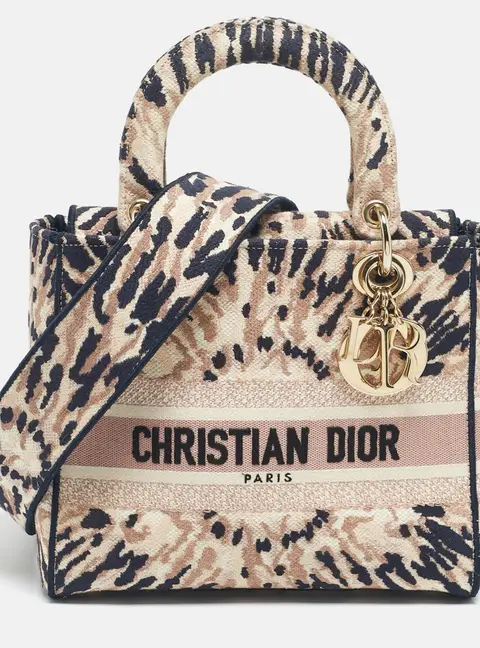 Dior Multicolor Tie-Dye Embroidered Canvas Medium Lady D-Lite Tote