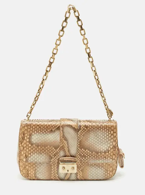 Dior Beige Python Medium Miss Dior Flap Bag