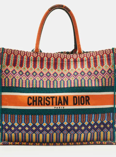 Dior Book Large Multicolor Embroidered Canvas Tote