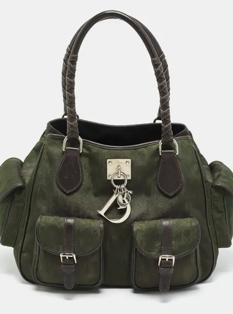 Dior Multipocket Green/Brown Diorissimo Nylon Shoulder Bag
