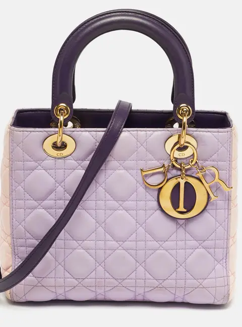 Dior Lady Dior Medium Purple/Pink Cannage Leather Tote