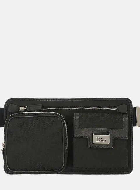 Dior Trotter Street Chic Black Trotter Canvas Belt Bag