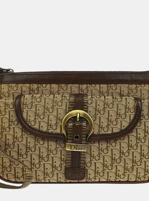 Dior Trotter Brown Canvas Clutch Bag
