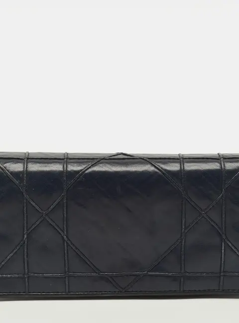 Dior Rendezvous Navy Blue Cannage Leather Wallet on Chain