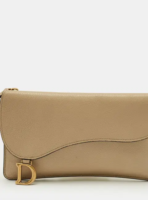 Dior Saddle Cosmos Zipped Beige Leather Continental Wallet