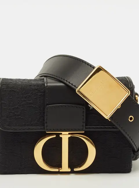 Dior Black Oblique Canvas and Leather 30 Montaigne Box Bag