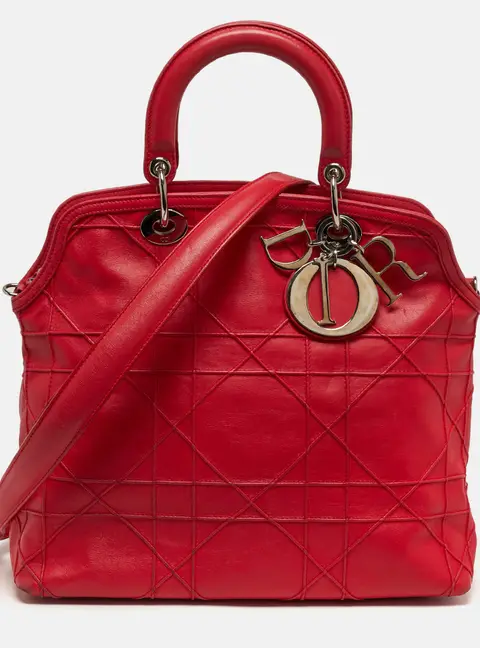 Dior Granville Red Cannage Leather Tote