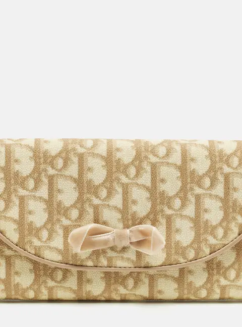 Dior Trotter Cream Oblique Coated Canvas Flap Continental Wallet