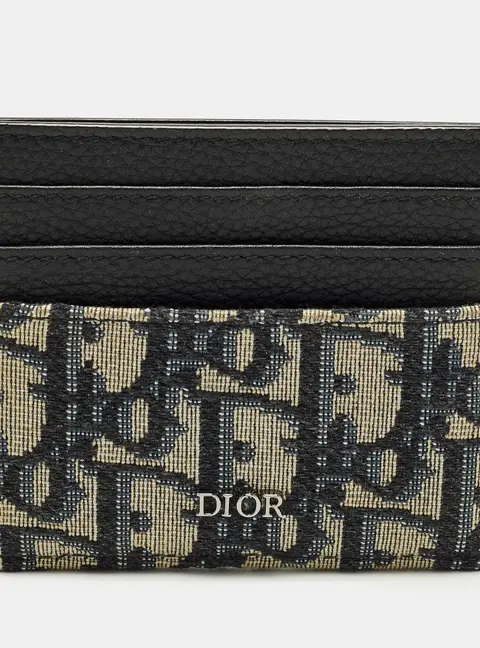 Dior Black Oblique Canvas and Leather Card Holder