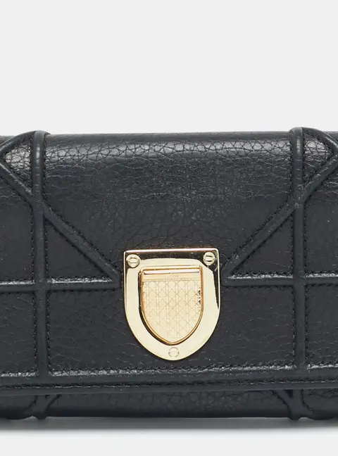 Dior Diorama Black Cannage Leather Compact Wallet