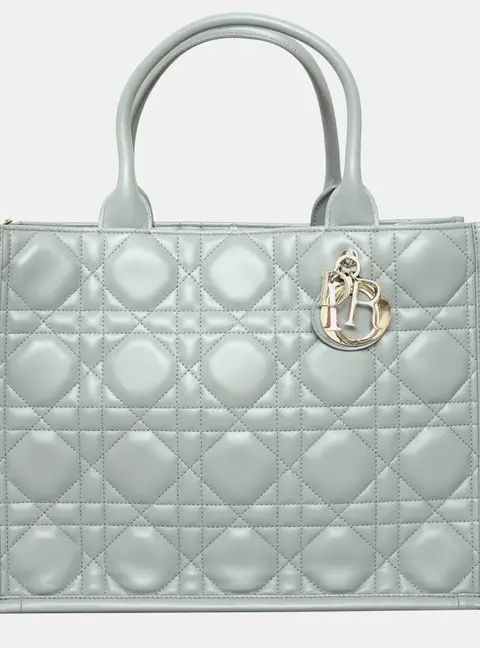 Dior Book Tote Medium Gray Macrocannage Leather Tote Bag