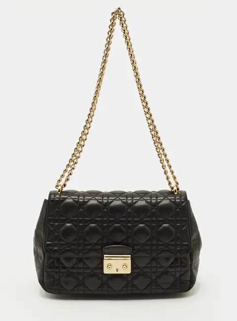 Dior Miss Dior Chain Black Cannage Leather Flap Bag