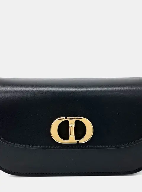 Dior 30 Montaigne Avenue Small Black Leather Shoulder Bag