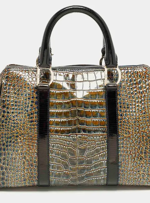 Dior Saddle Green/Black Crocodile Boston Bag