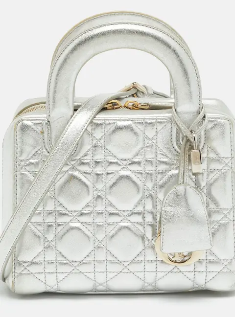 Dior Lily Silver Cannage Leather Bag
