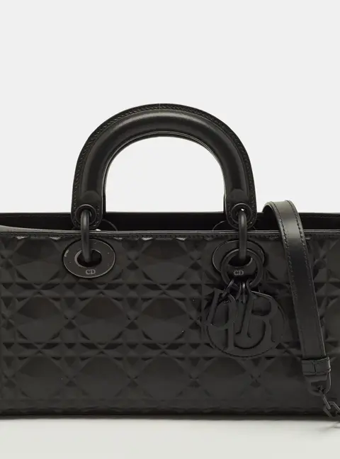 Dior Lady D-Joy Medium Black Cannage Diamond Leather Tote