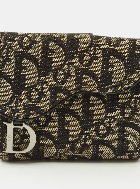 Dior Saddle Black Oblique Canvas and Leather French Wallet