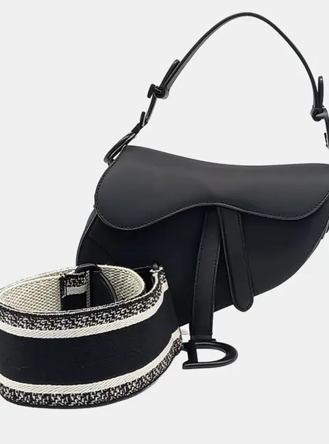 Christian Dior Mini Saddle Bag Black Calfskin Leather Shoulder Bag