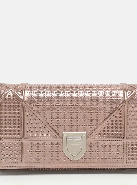 Dior Diorama Metallic Pink Cannage Leather Continental Wallet