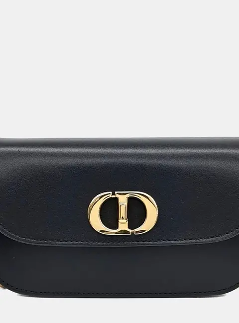 Christian Dior 30 Montaigne Avenue Small Black Leather Shoulder Bag