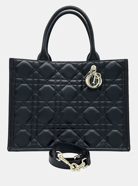 Christian Dior Book Tote Medium Black Cannage Leather Tote Bag