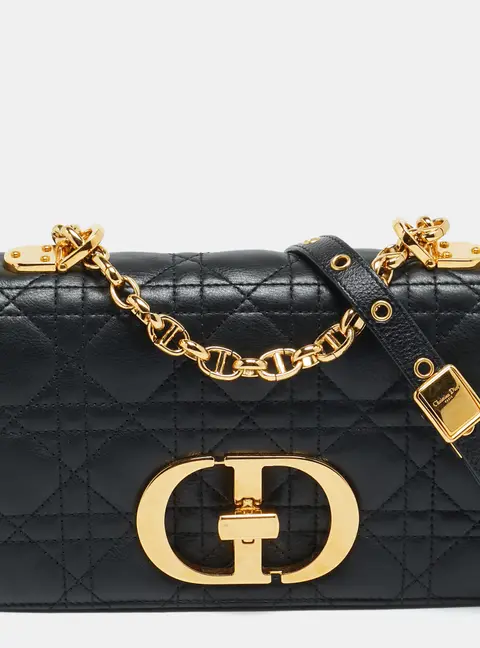 Dior Caro Black Small Cannage Leather Shoulder Bag