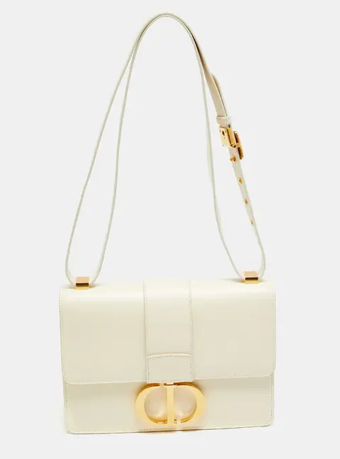 Dior 30 Montaigne Cream Leather Shoulder Bag