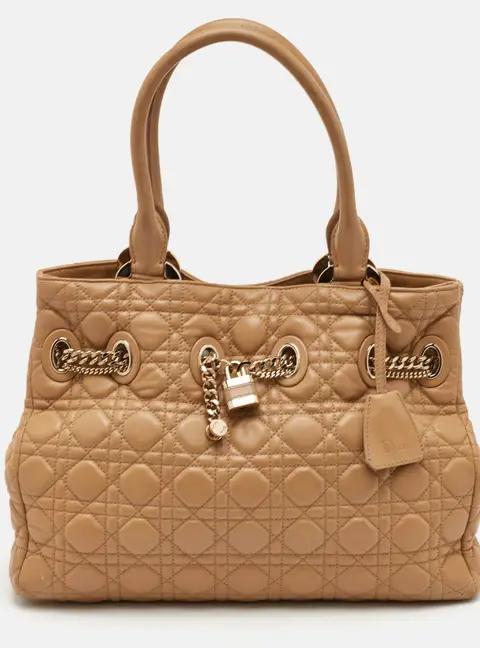 Dior Chri Chri Beige Cannage Leather Tote