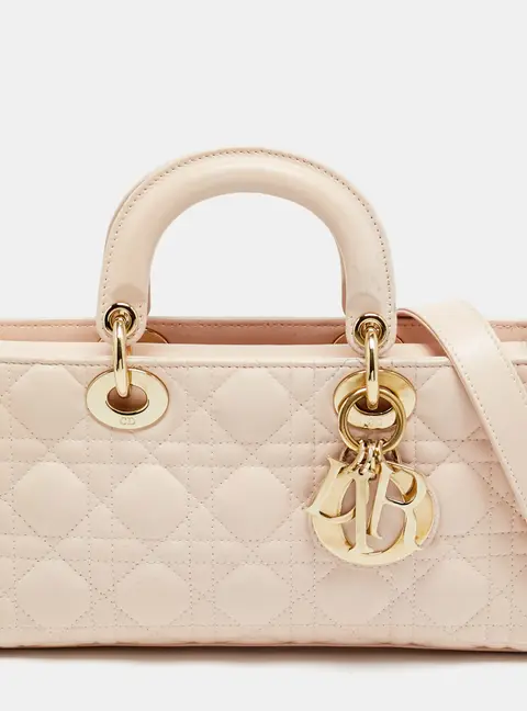 Dior Lady D-Joy Medium Light Pink Cannage Leather Tote