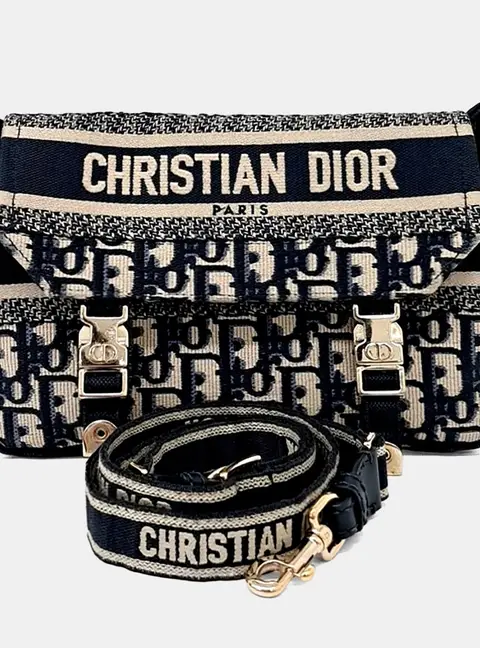 Christian Dior Camp Small Blue Oblique Canvas Messenger Bag