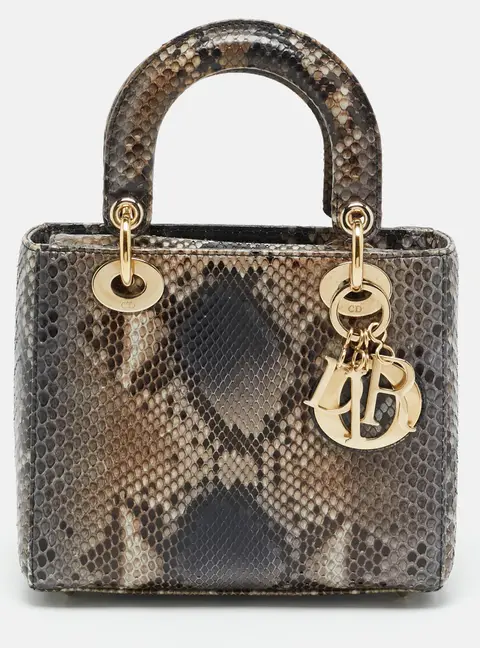 Dior Lady Dior Small Multicolor Python Tote